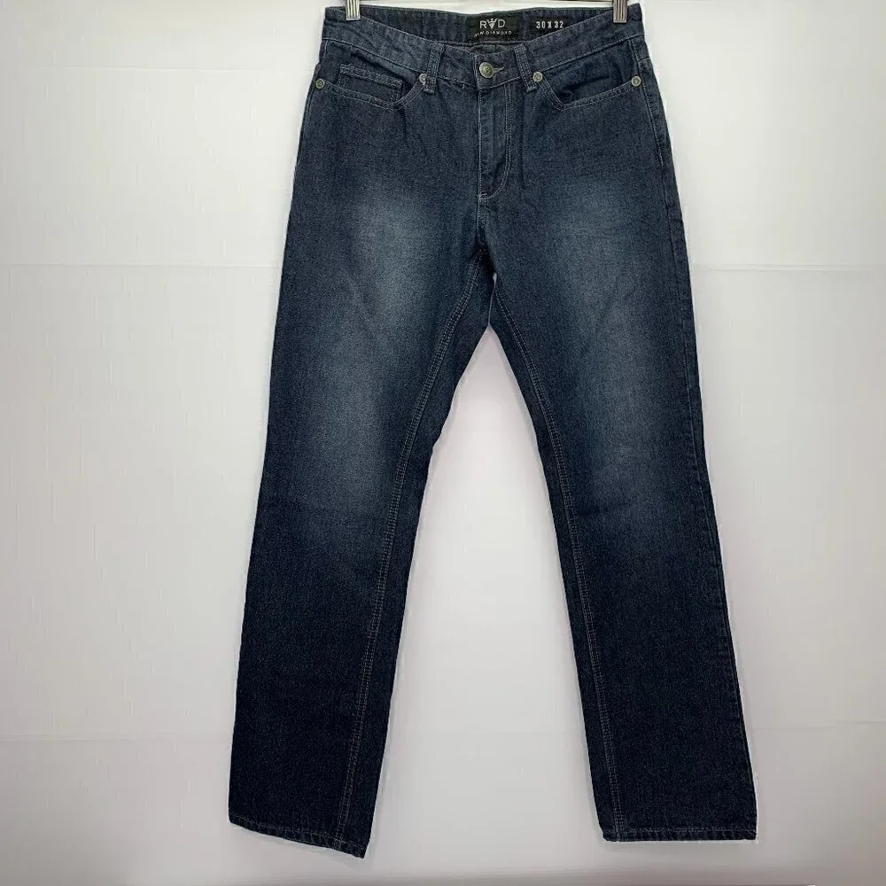 Raw Diamond Jeans Mens 30 x 32 Cotton Slim Fit Dark Wash Distress